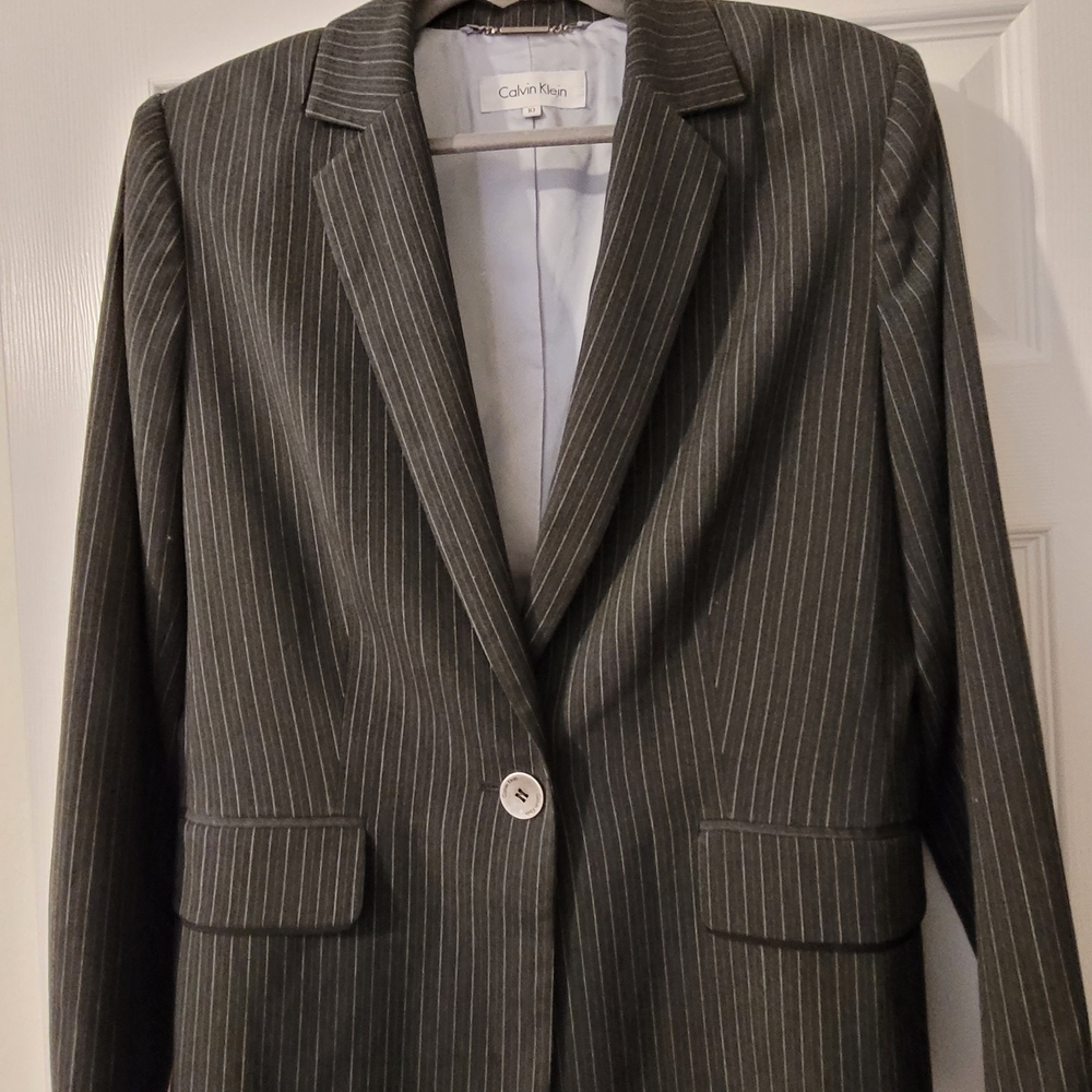 Calvin Klein Women's Charcoal Pinstripe Blazer